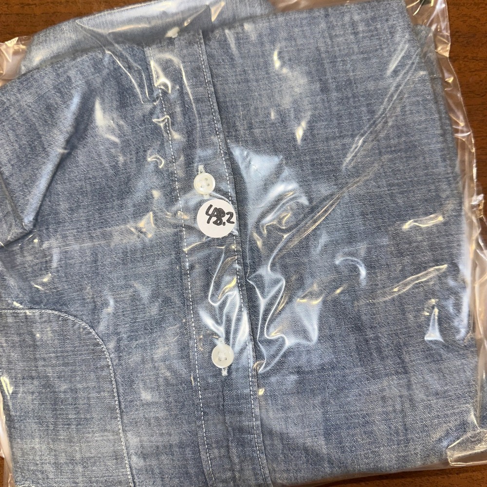 J. Crew Slim Fit Organic Cotton Chambray Shirt Mens Medium Blue Long Sleeve - Picture 5 of 5